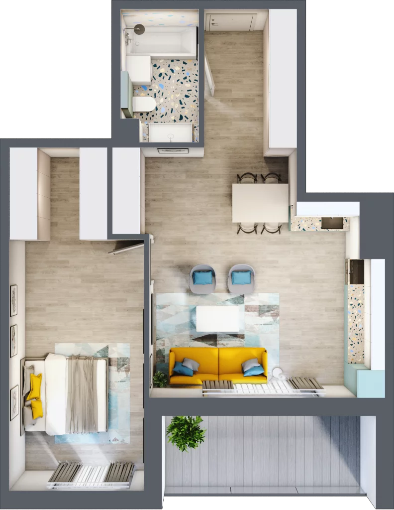 2 pokoje, mieszkanie 57,00 m², piętro 3, oferta nr D.3.4, Osiedle Nowa Dąbrowa, Dąbrowa Górnicza, Gołonóg, ul. Graniczna 14