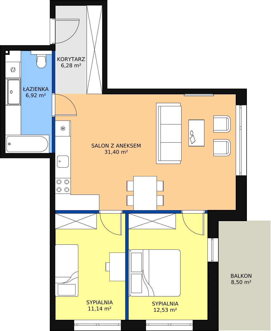 Zalety mieszkania 69.77 m², D.3.5