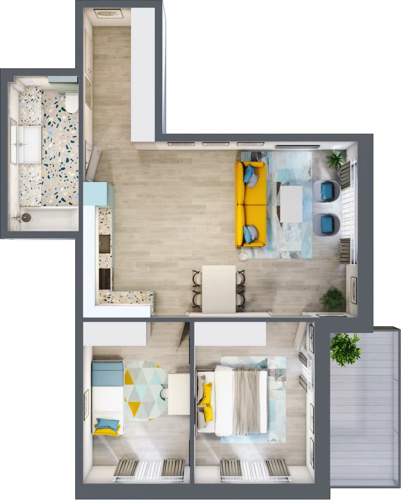 3 pokoje, mieszkanie 69,77 m², piętro 3, oferta nr D.3.5, Osiedle Nowa Dąbrowa, Dąbrowa Górnicza, Gołonóg, ul. Graniczna 14