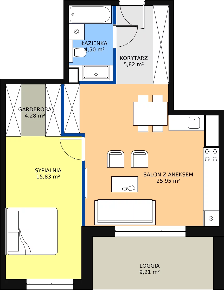 Zalety mieszkania 57.28 m², D.4.4