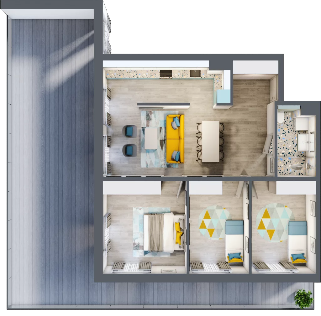 4 pokoje, mieszkanie 84,53 m², piętro 1, oferta nr E.1.1, Osiedle Nowa Dąbrowa, Dąbrowa Górnicza, Gołonóg, ul. Graniczna 14
