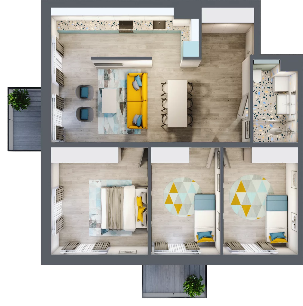 4 pokoje, mieszkanie 84,53 m², piętro 2, oferta nr E.2.1, Osiedle Nowa Dąbrowa, Dąbrowa Górnicza, Gołonóg, ul. Graniczna 14