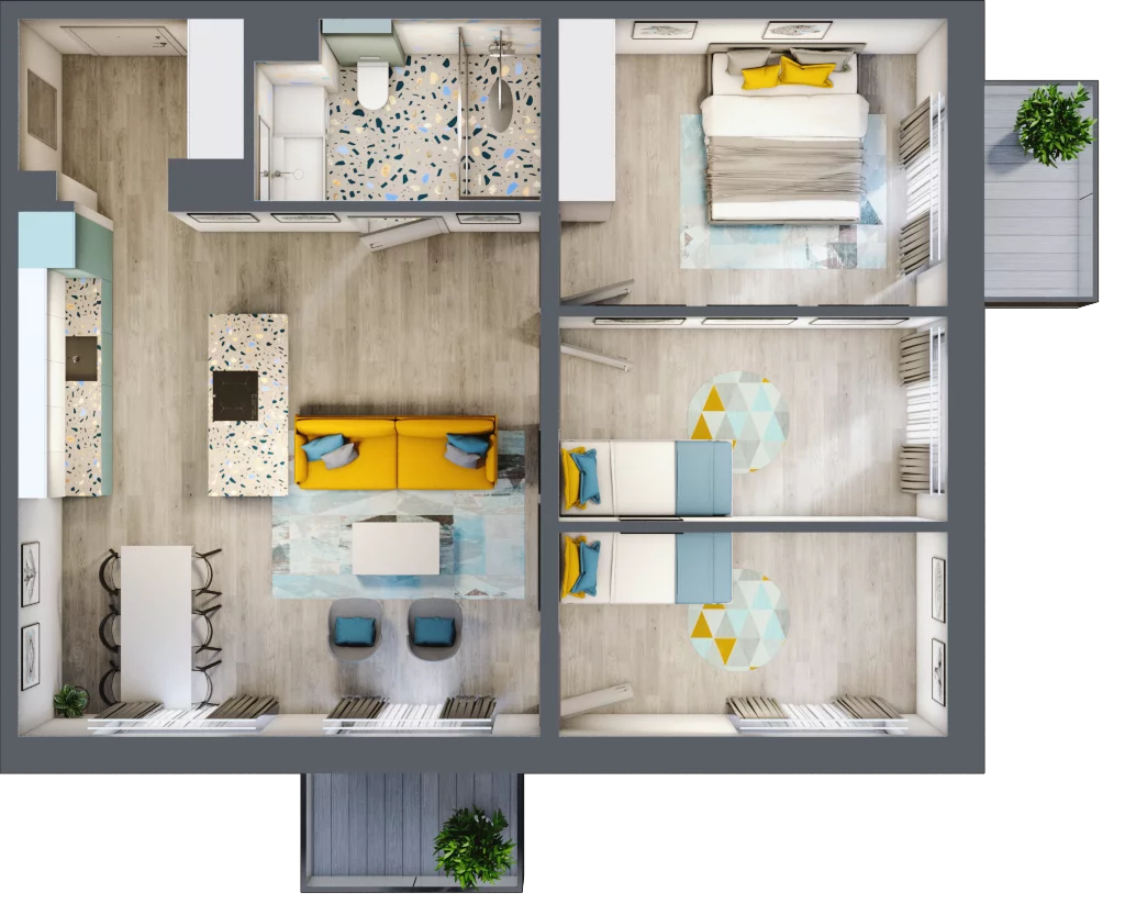 4 pokoje, mieszkanie 70,69 m², piętro 2, oferta nr E.2.4, Osiedle Nowa Dąbrowa, Dąbrowa Górnicza, Gołonóg, ul. Graniczna 14