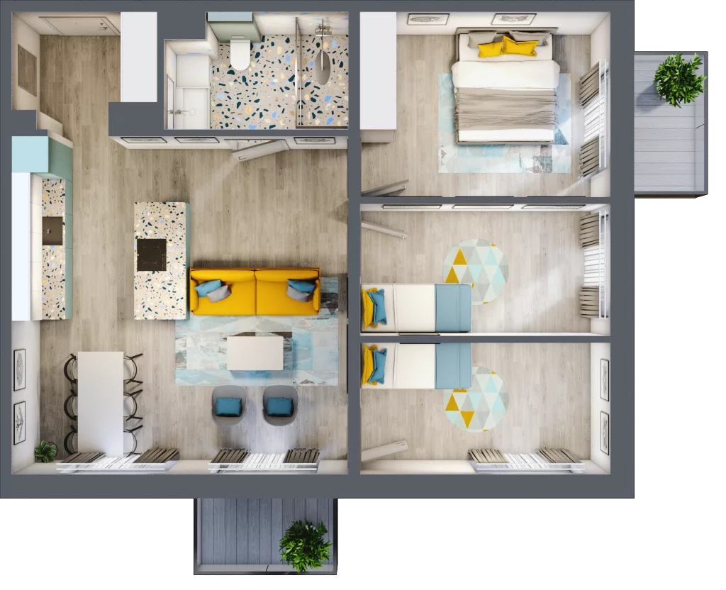 4 pokoje, mieszkanie 70,69 m², piętro 4, oferta nr E.4.4, Osiedle Nowa Dąbrowa, Dąbrowa Górnicza, Gołonóg, ul. Graniczna 14