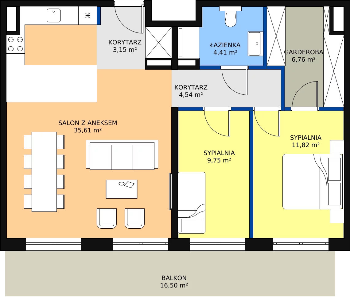 Zalety mieszkania 77.86 m², E.7.2
