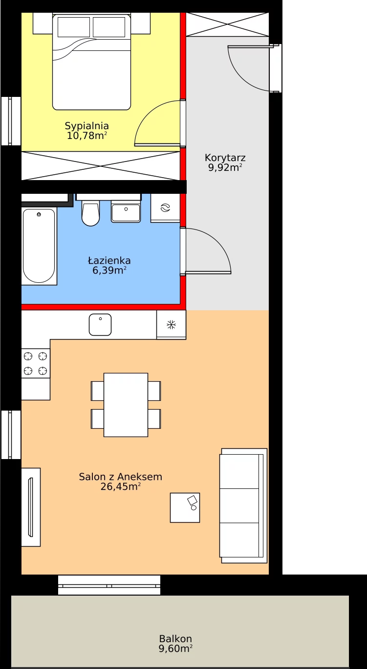Zalety mieszkania 53.54 m², A1
