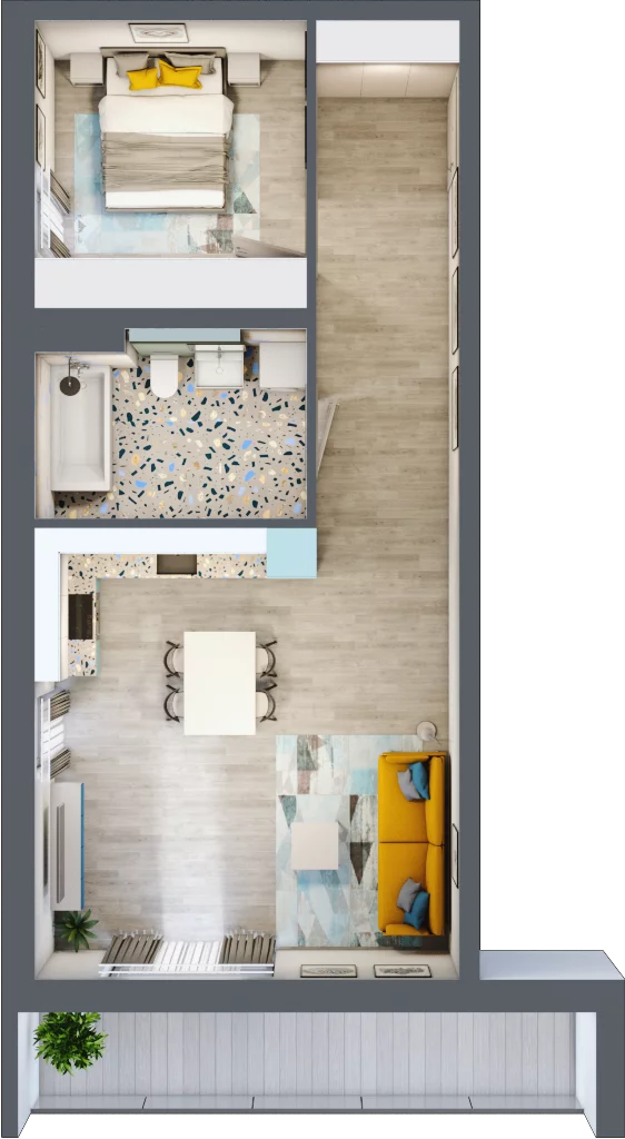 2 pokoje, mieszkanie 53,54 m², parter, oferta nr A1, Osiedle Kaskada, Zabrze, Osiedle Tadeusza Kotarbińskiego, ul. Mieczysława Niedziałkowskiego 56