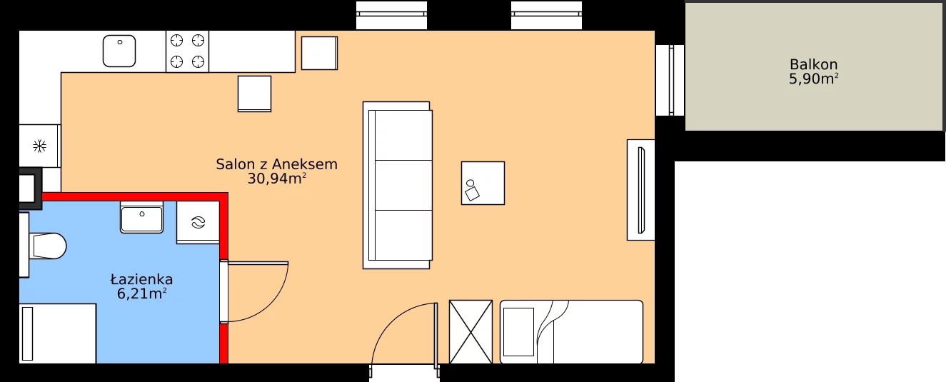 Zalety mieszkania 37.15 m², B1 z wykończeniem