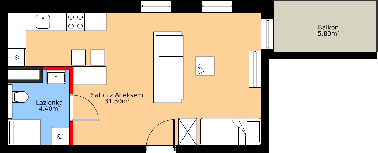 Zalety mieszkania 36.91 m², B13