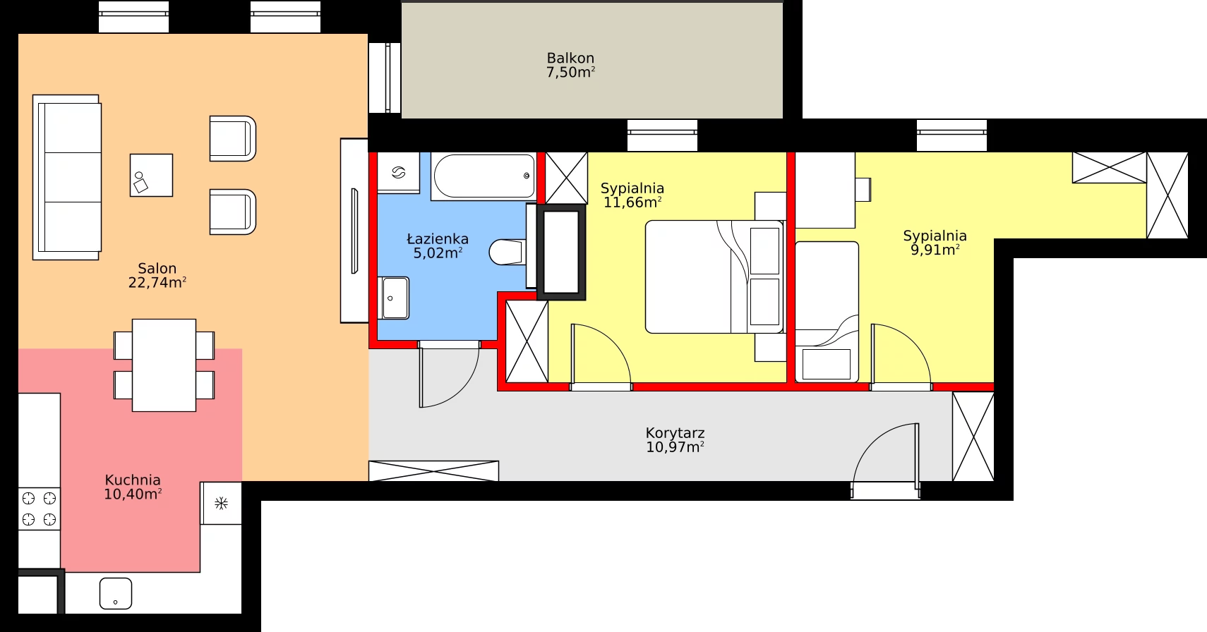 Zalety mieszkania 70.7 m², B26