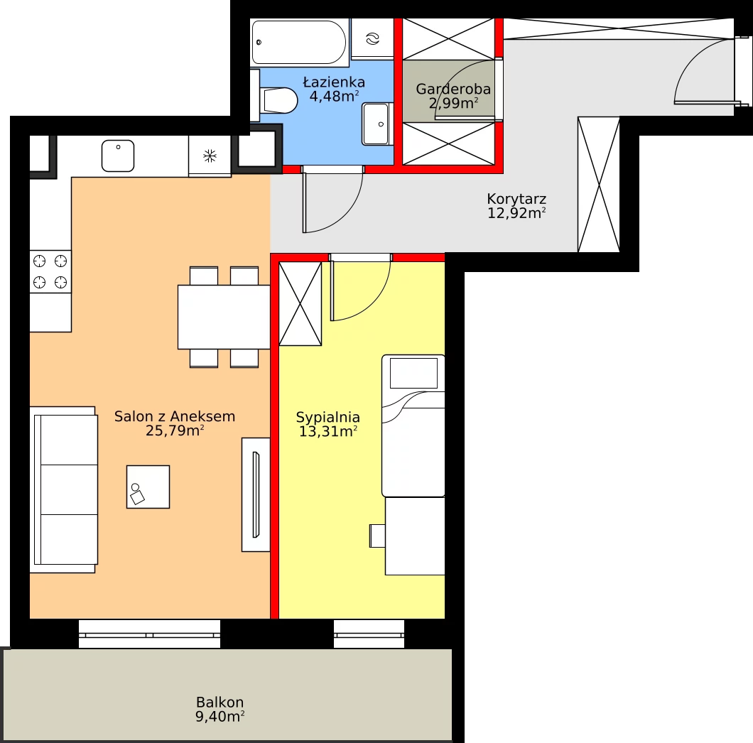 Zalety mieszkania 59.49 m², B27