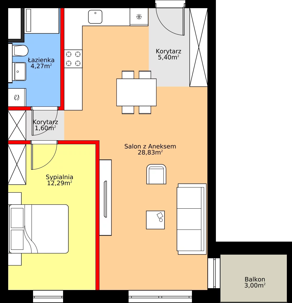 Zalety mieszkania 52.39 m², C6