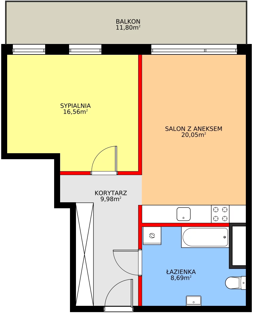 2 pokoje, mieszkanie 55,47 m², piętro 5, oferta nr 32, Osiedle Gwiezdna, Sosnowiec, Zagórze, ul. Gwiezdna 18E