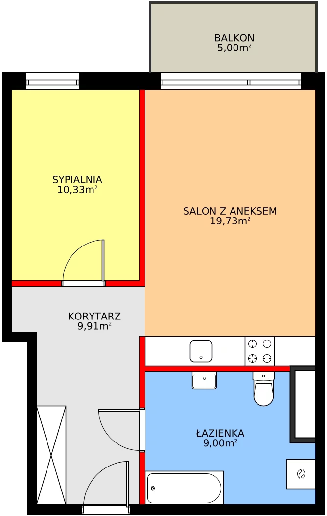 2 pokoje, mieszkanie 50,10 m², parter, oferta nr 1 wykończone, Osiedle Gwiezdna, Sosnowiec, Zagórze, ul. Gwiezdna 18E
