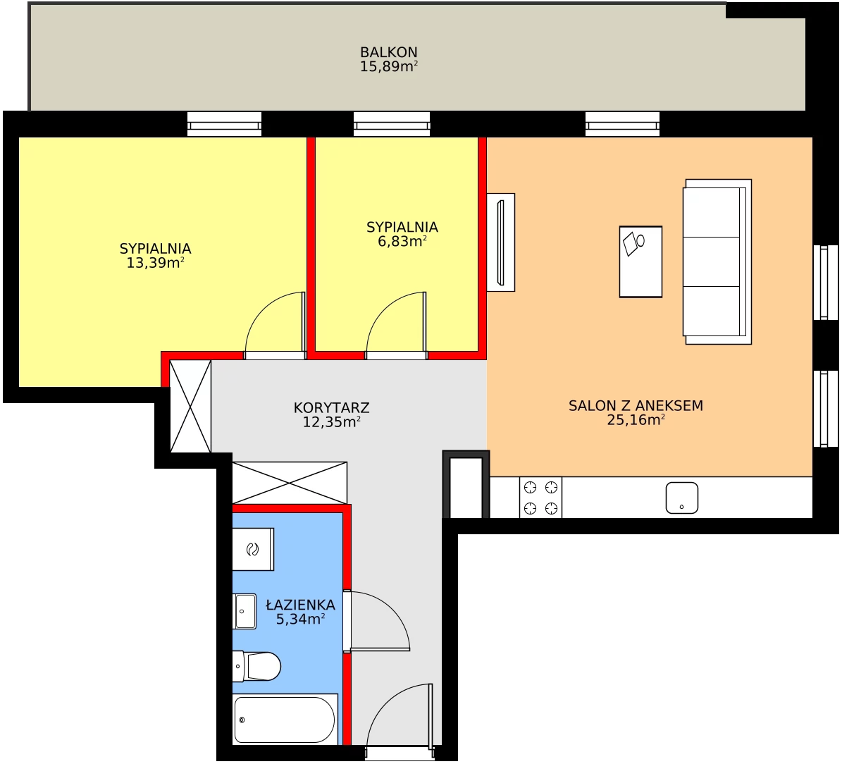 Zalety mieszkania 63.07 m², B31
