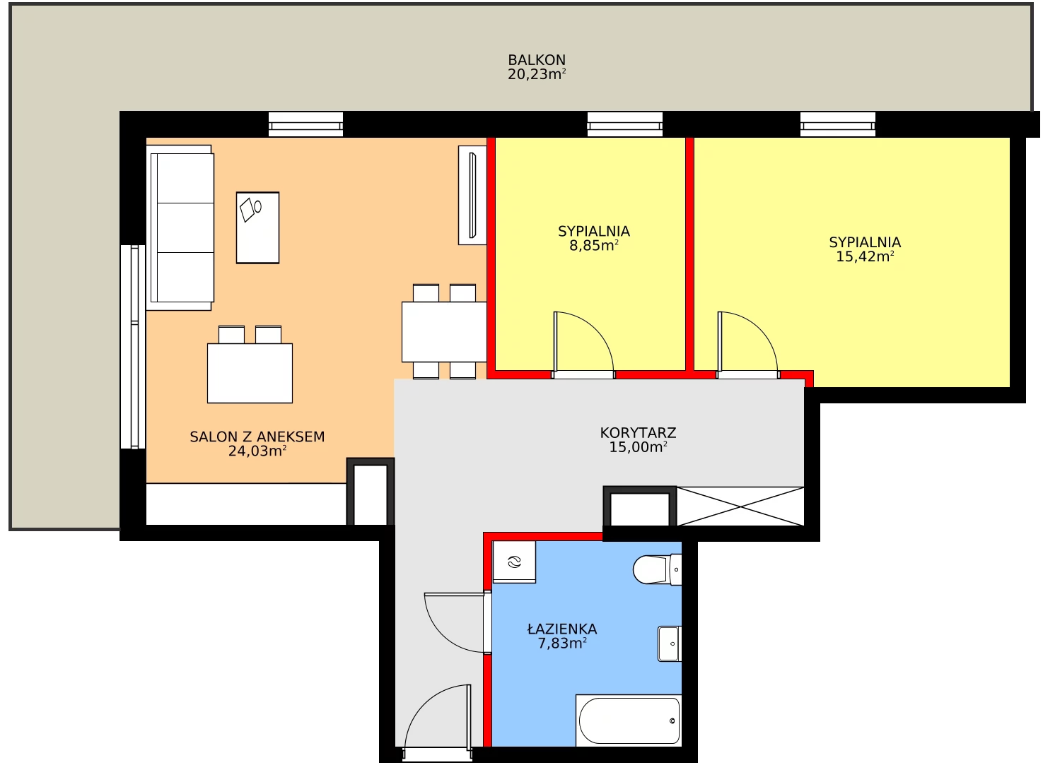 3 pokoje, mieszkanie 71,13 m², piętro 2, oferta nr B18, Osiedle Gwiezdna, Sosnowiec, Zagórze, ul. Gwiezdna 18E