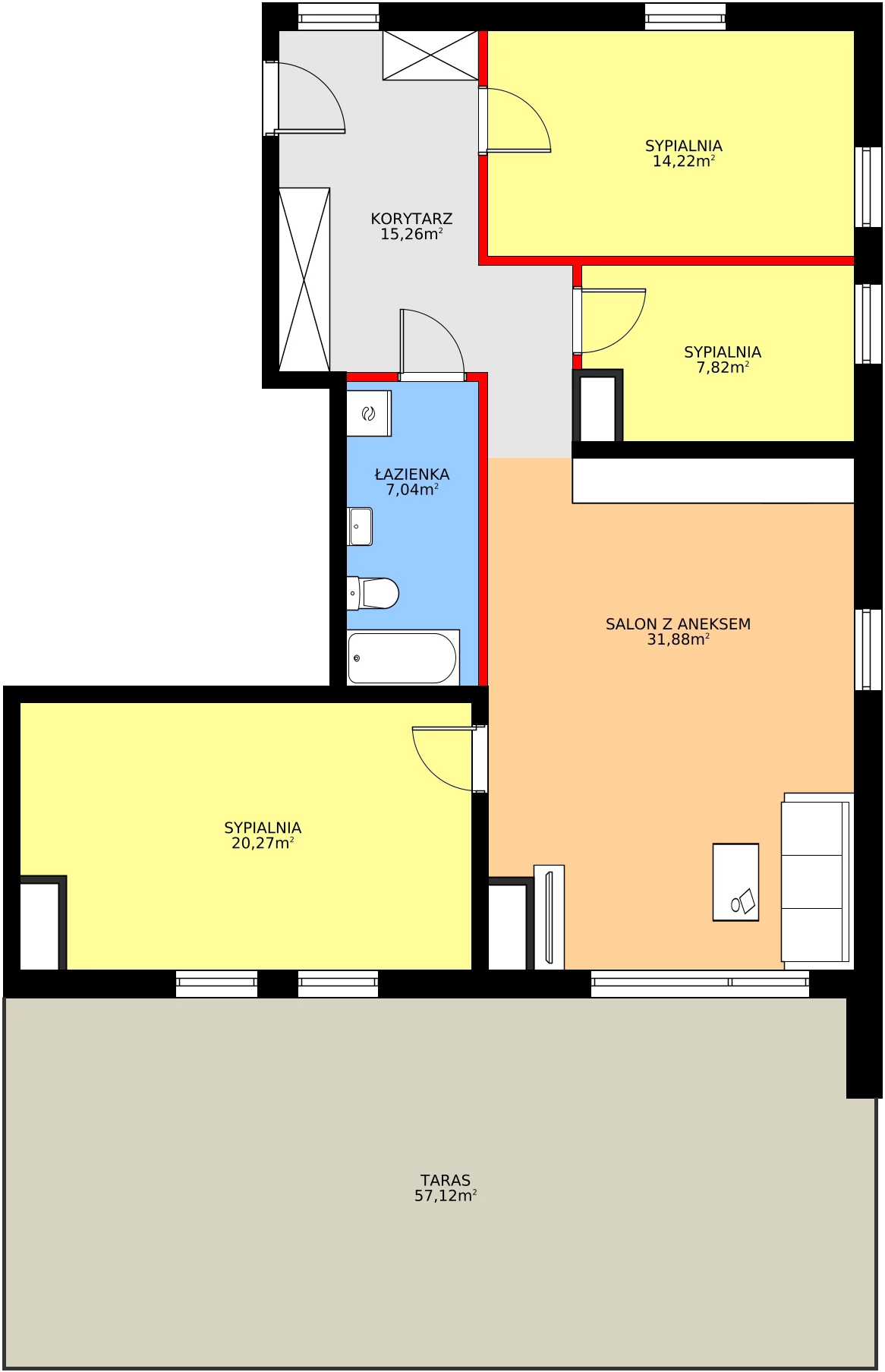 4 pokoje, mieszkanie 96,49 m², piętro 8, oferta nr B49, Osiedle Gwiezdna, Sosnowiec, Zagórze, ul. Gwiezdna 18E