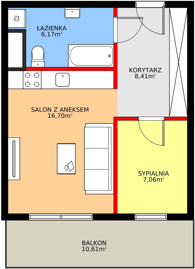 2 pokoje, mieszkanie 38,34 m², parter, oferta nr B3, Osiedle Gwiezdna, Sosnowiec, Zagórze, ul. Gwiezdna 18E