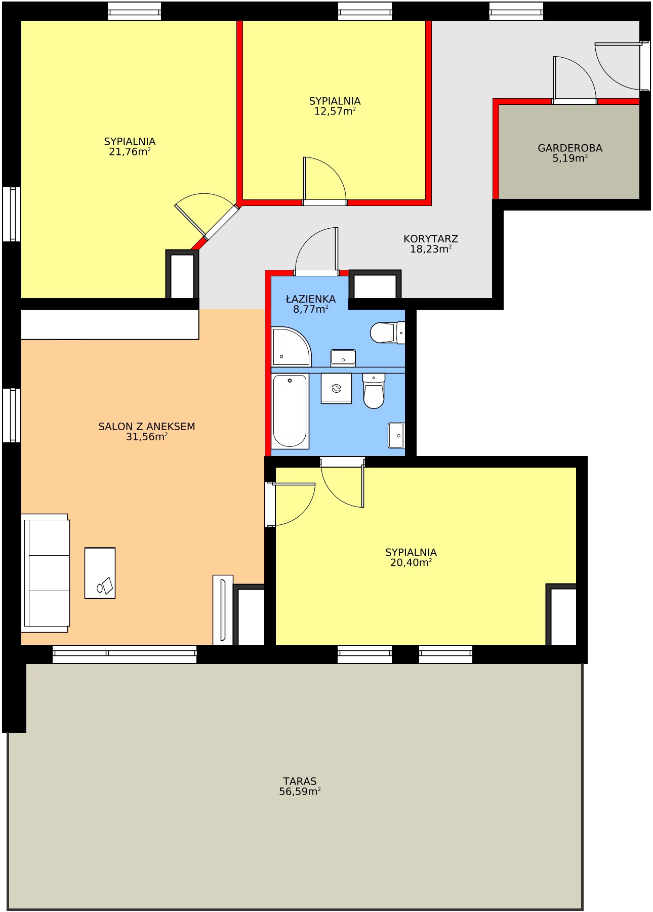 4 pokoje, mieszkanie 118,48 m², piętro 8, oferta nr B50, Osiedle Gwiezdna, Sosnowiec, Zagórze, ul. Gwiezdna 18E