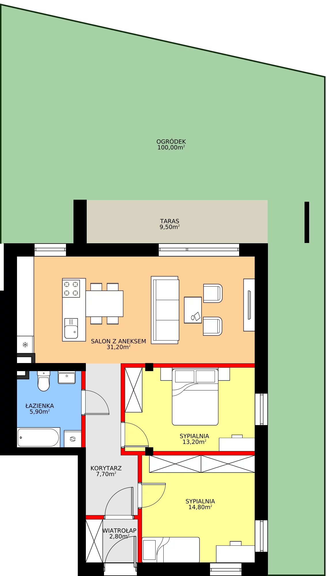 Zalety mieszkania 78.1 m², 19/a