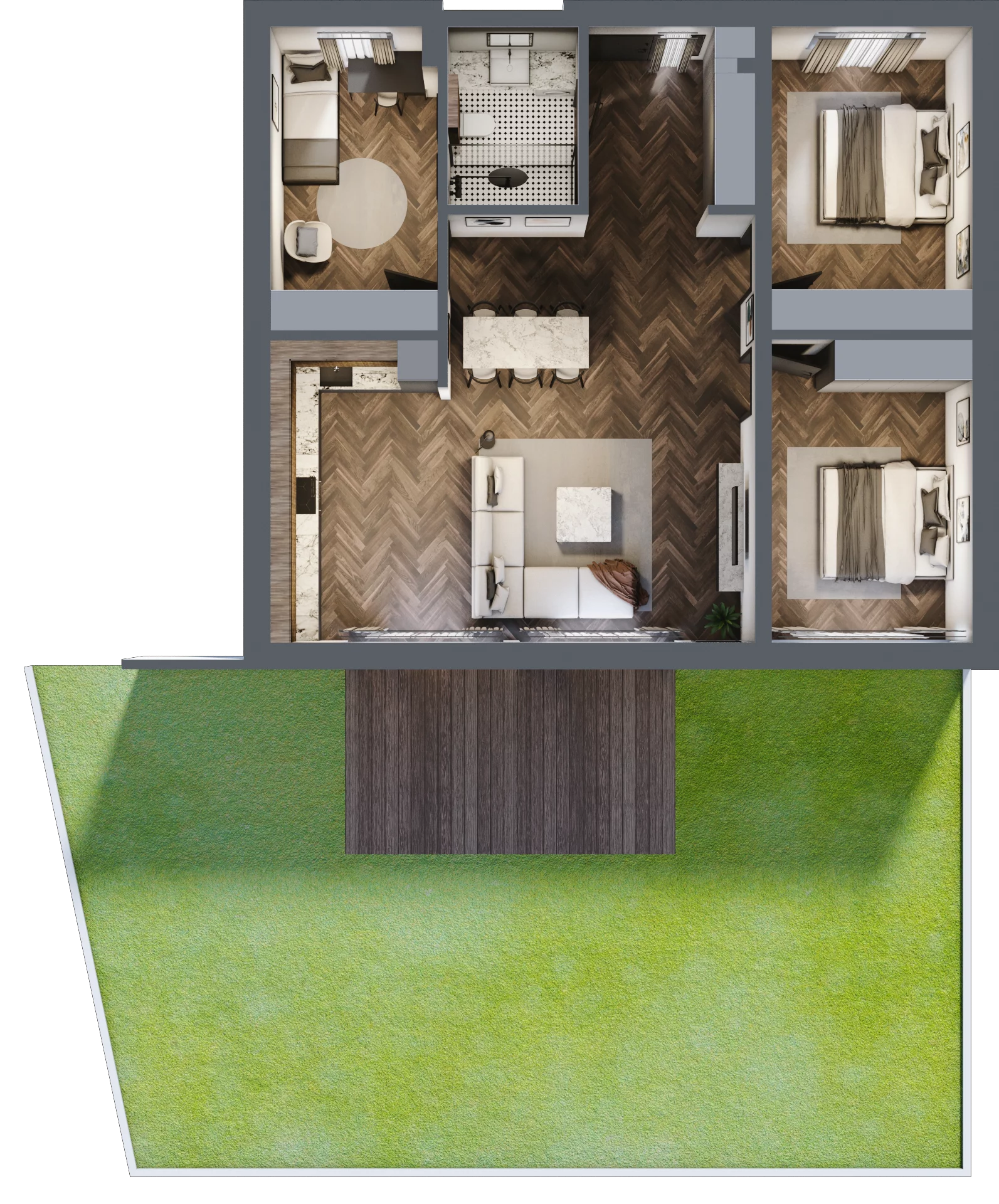 4 pokoje, mieszkanie 90,74 m², parter, oferta nr LM7a, Letnia Przystań, Dąbrowa Górnicza, Marianki, ul. Letnia