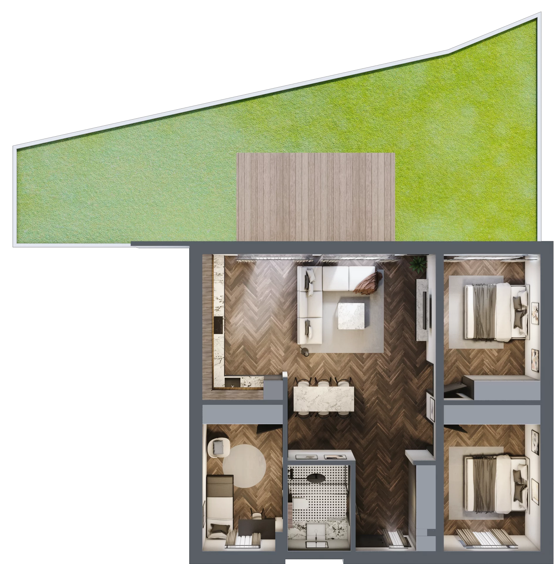 4 pokoje, mieszkanie 90,74 m², parter, oferta nr LM1a, Letnia Przystań, Dąbrowa Górnicza, Marianki, ul. Letnia