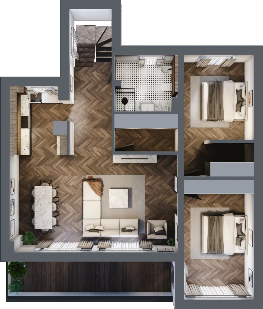 5 pokoi, mieszkanie 136,45 m², piętro 1, oferta nr LM8b, Letnia Przystań, Dąbrowa Górnicza, Marianki, ul. Letnia