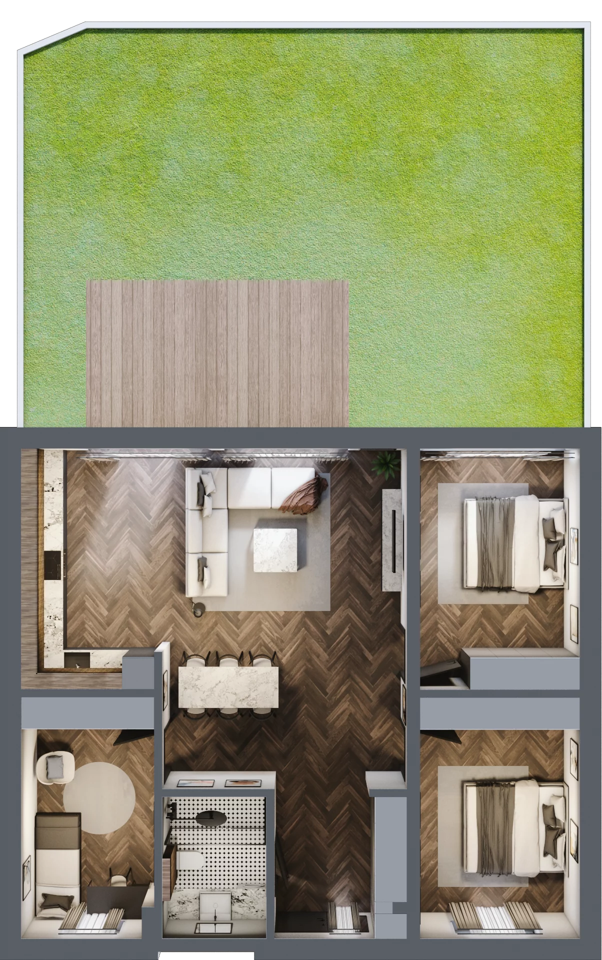 4 pokoje, mieszkanie 90,74 m², parter, oferta nr LM2a, Letnia Przystań, Dąbrowa Górnicza, Marianki, ul. Letnia