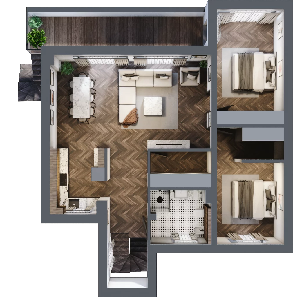 5 pokoi, mieszkanie 136,45 m², piętro 1, oferta nr LM2b, Letnia Przystań, Dąbrowa Górnicza, Marianki, ul. Letnia