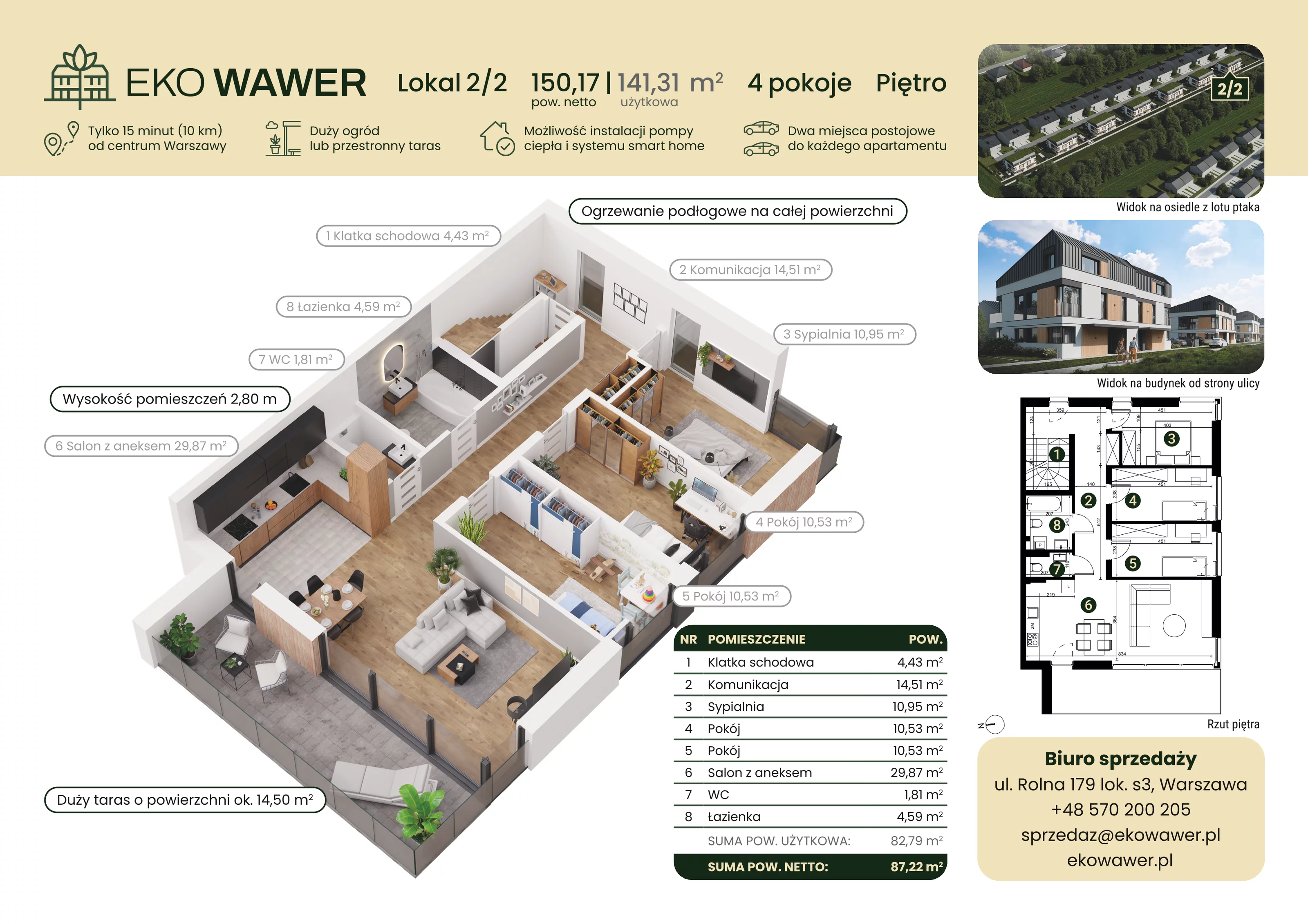 5 pokoi, mieszkanie 141,31 m², piętro 1, oferta nr 2/2, Eko Wawer, Warszawa, Wawer, Zerzeń, ul. Chodzieska