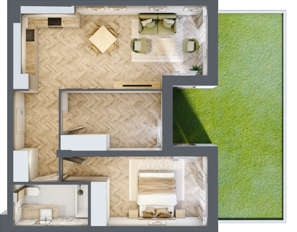 3 pokoje, apartament 58,23 m², parter, oferta nr M23, Apartamenty Przystań, Olecko, ul. Kościuszki