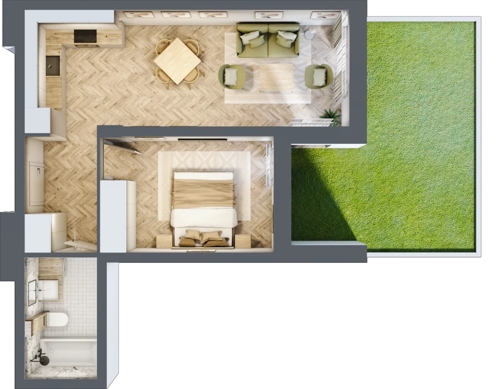 2 pokoje, apartament 41,90 m², parter, oferta nr M24, Apartamenty Przystań, Olecko, ul. Kościuszki