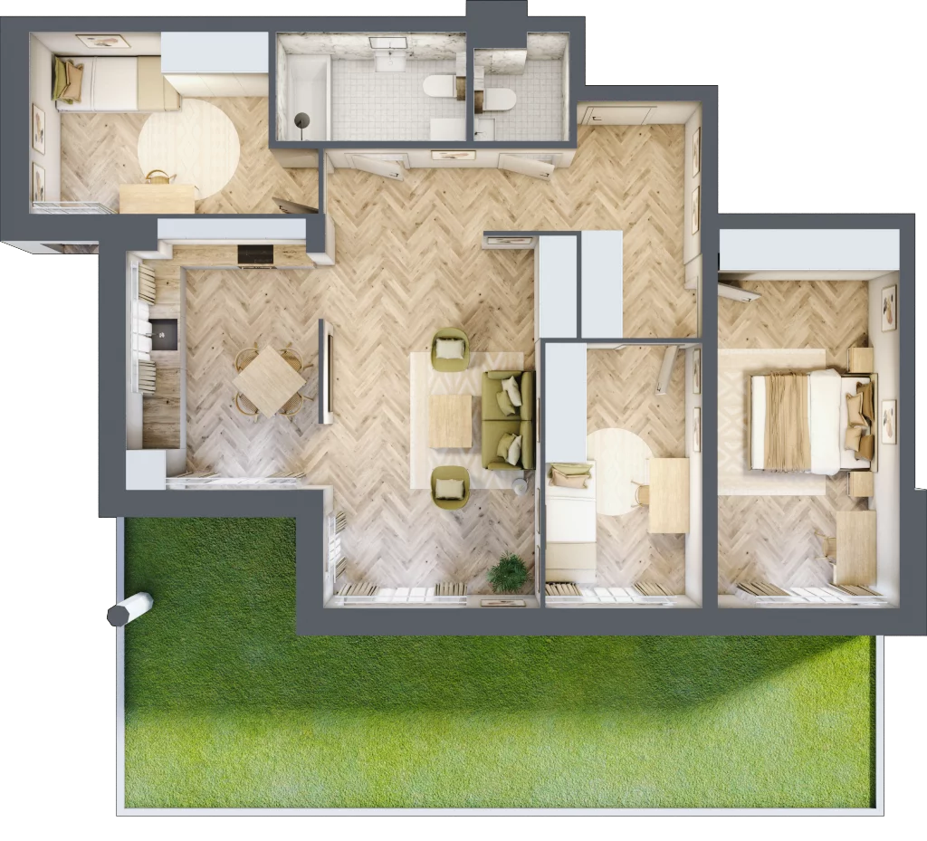 4 pokoje, apartament 84,87 m², parter, oferta nr M25, Apartamenty Przystań, Olecko, ul. Kościuszki