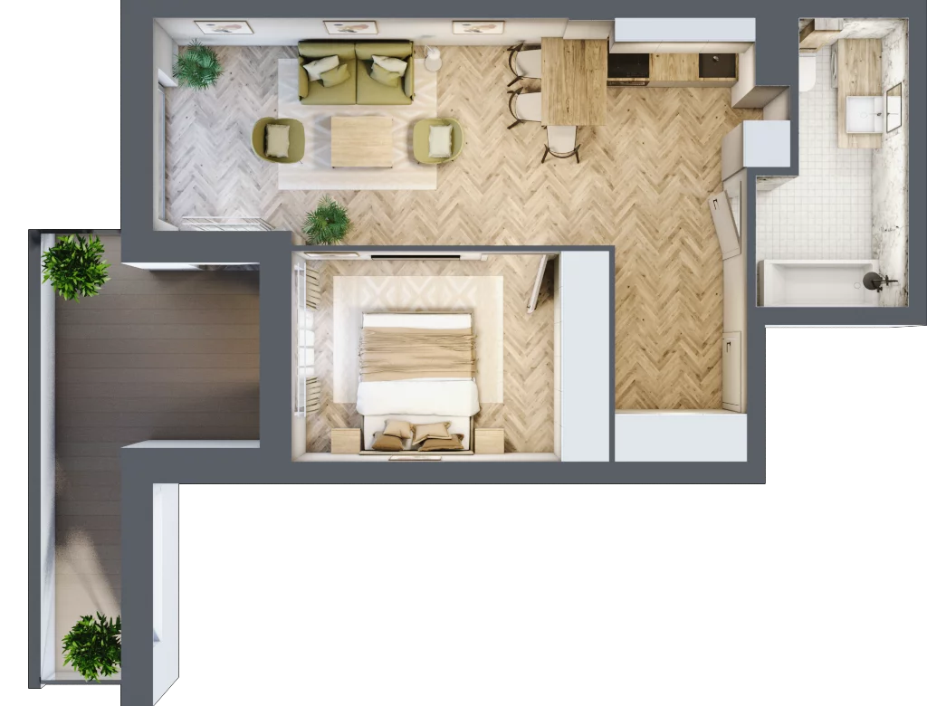 2 pokoje, apartament 44,62 m², piętro 1, oferta nr M28, Apartamenty Przystań, Olecko, ul. Kościuszki
