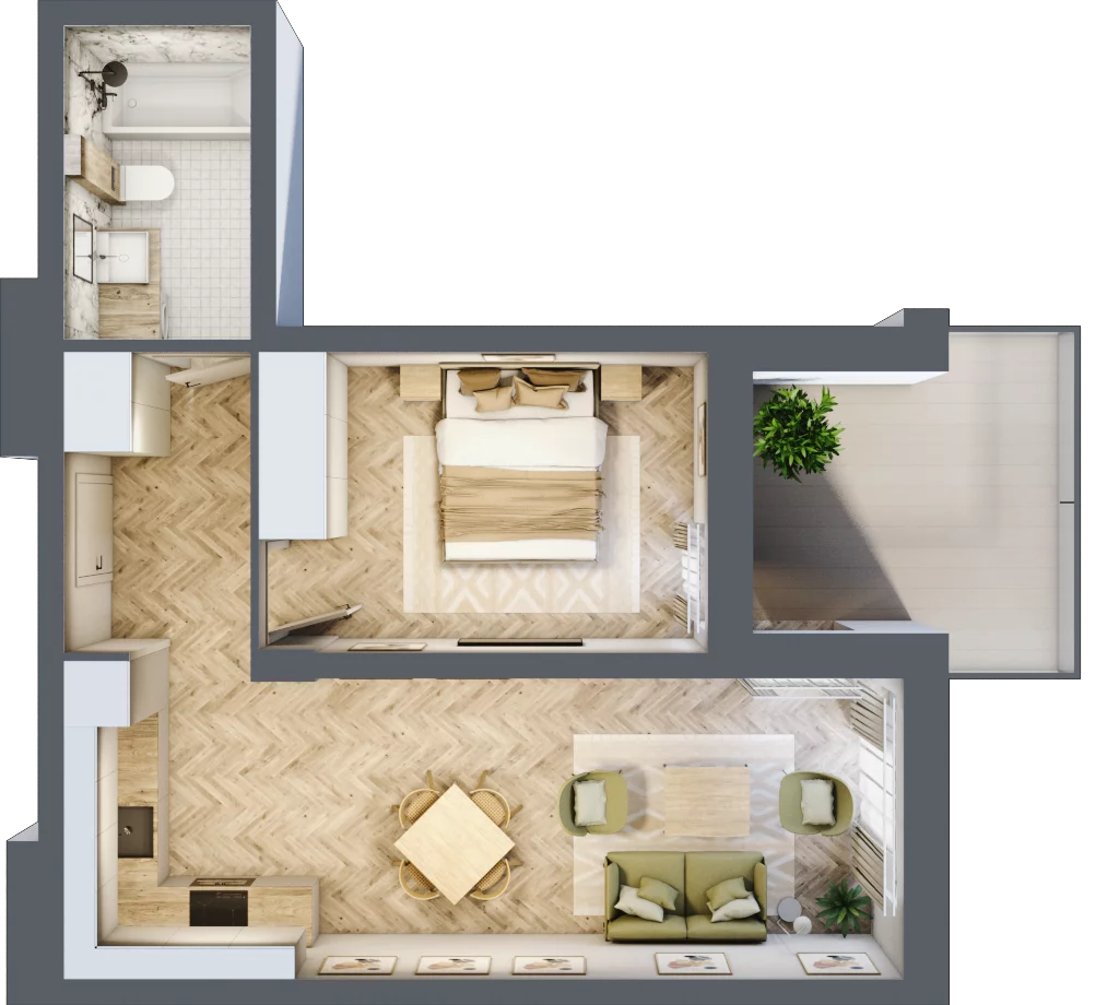 2 pokoje, apartament 41,90 m², piętro 2, oferta nr M14, Apartamenty Przystań, Olecko, ul. Kościuszki