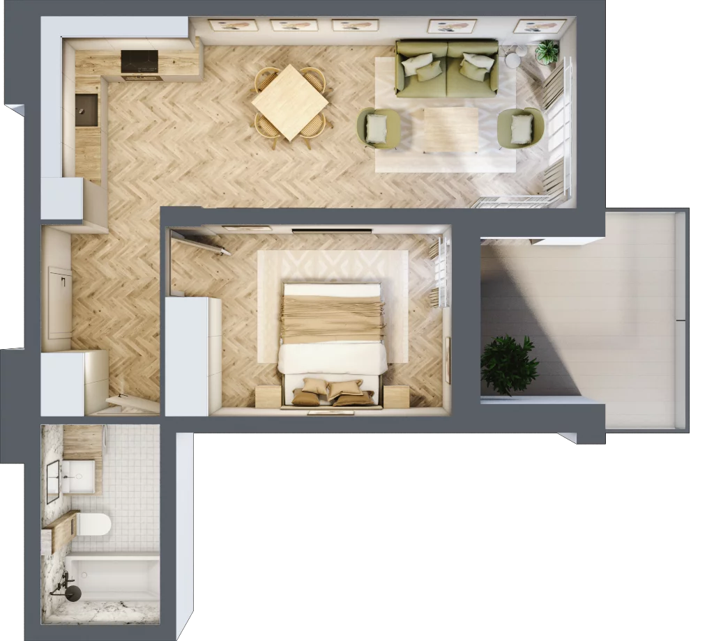 2 pokoje, apartament 41,90 m², piętro 2, oferta nr M36, Apartamenty Przystań, Olecko, ul. Kościuszki