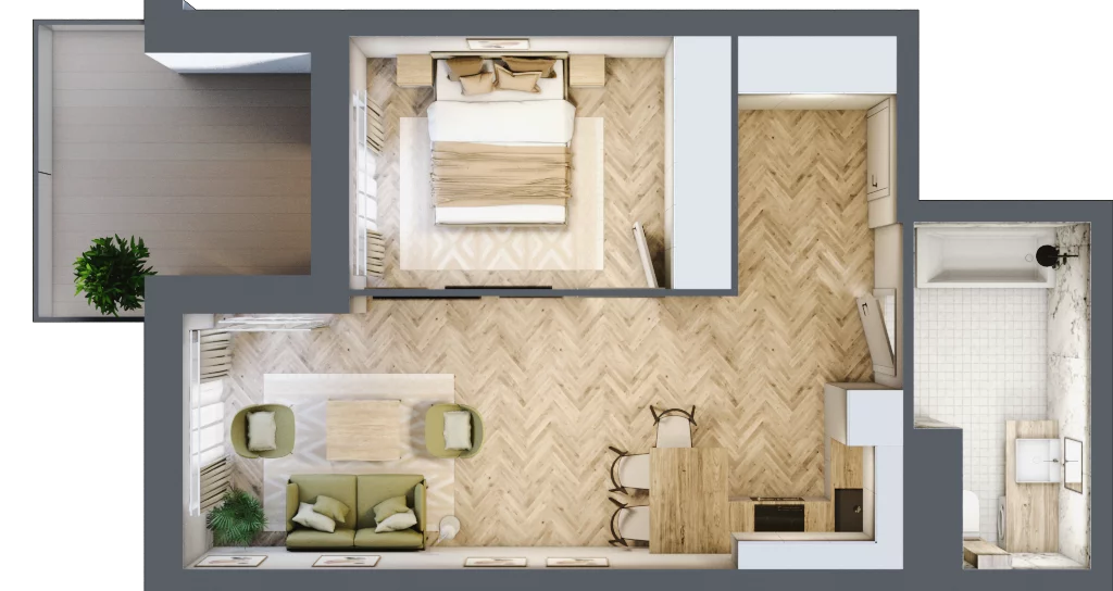 2 pokoje, apartament 44,30 m², piętro 3, oferta nr M21, Apartamenty Przystań, Olecko, ul. Kościuszki