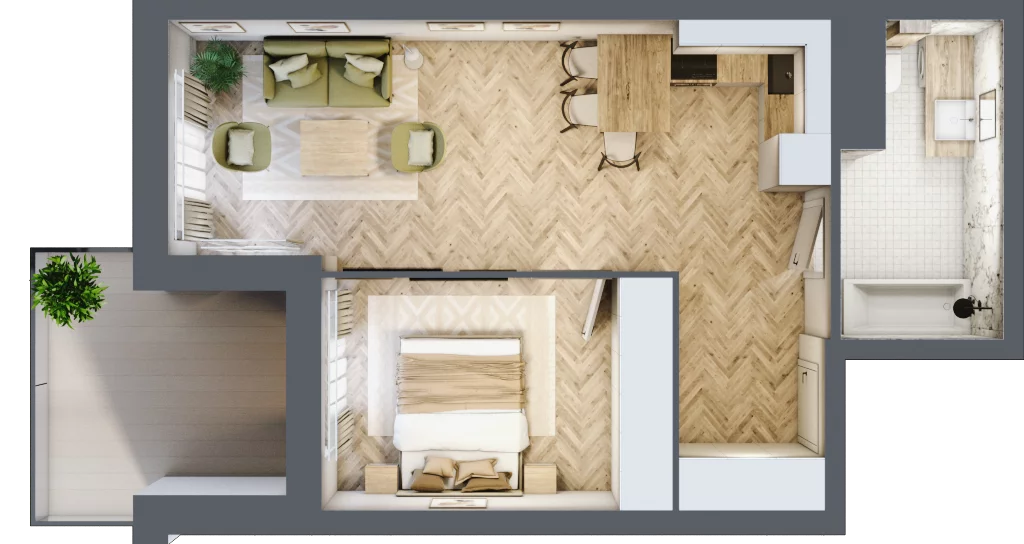 2 pokoje, apartament 44,30 m², piętro 3, oferta nr M40, Apartamenty Przystań, Olecko, ul. Kościuszki