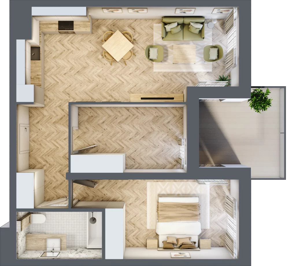 3 pokoje, apartament 57,85 m², piętro 3, oferta nr M41, Apartamenty Przystań, Olecko, ul. Kościuszki
