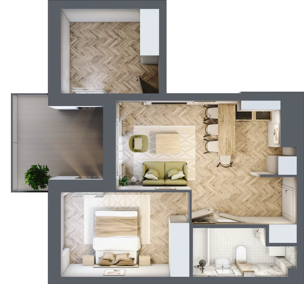 2 pokoje, apartament 45,03 m², piętro 3, oferta nr M45, Apartamenty Przystań, Olecko, ul. Kościuszki