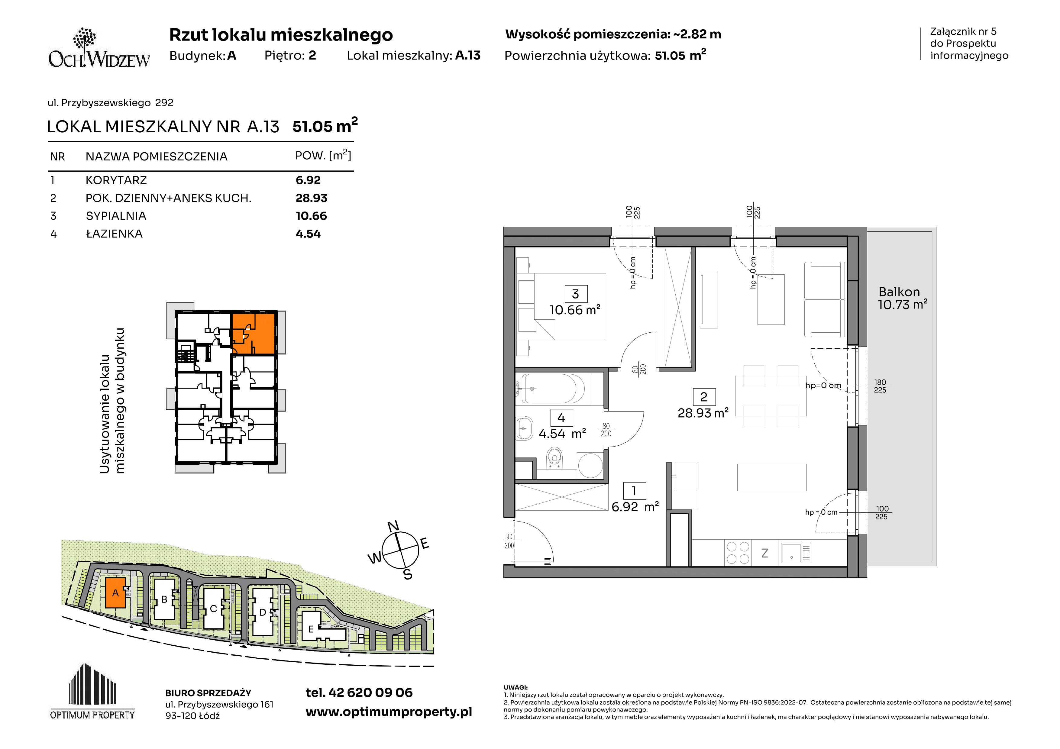 2 pokoje, mieszkanie 51,05 m², piętro 2, oferta nr A.13, Och!Widzew, Łódź, Widzew, ul. Przybyszewskiego 292-300