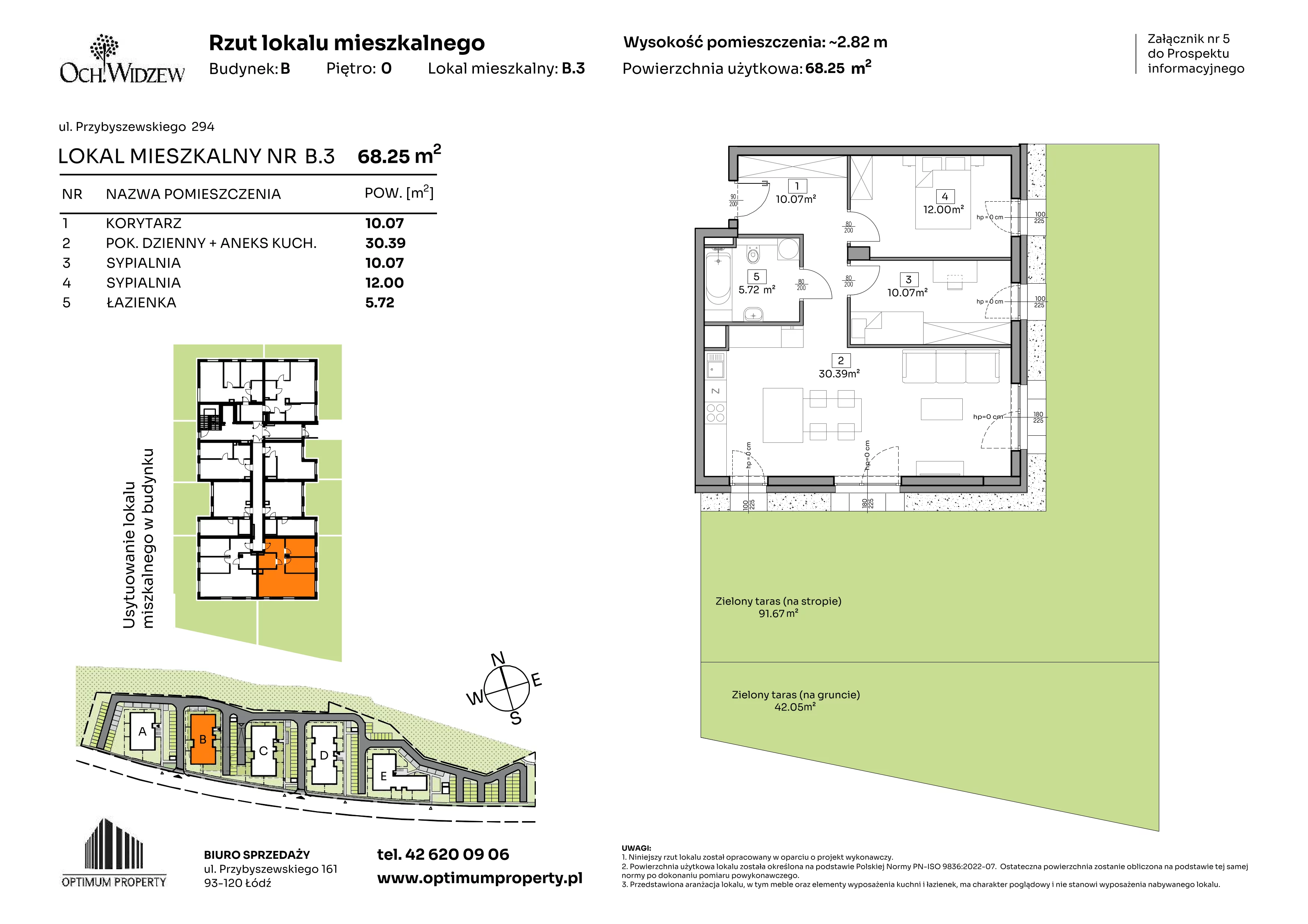3 pokoje, mieszkanie 68,25 m², parter, oferta nr B.3, Och!Widzew, Łódź, Widzew, ul. Przybyszewskiego 292-300