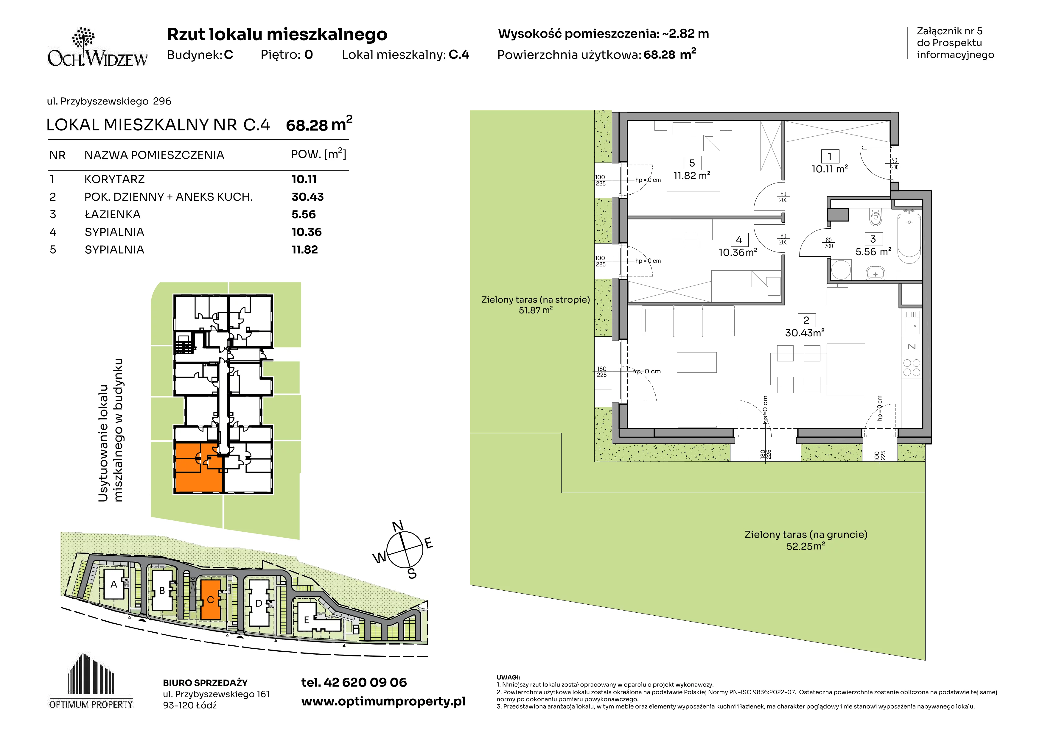 3 pokoje, mieszkanie 68,28 m², parter, oferta nr C.4, Och!Widzew, Łódź, Widzew, ul. Przybyszewskiego 292-300
