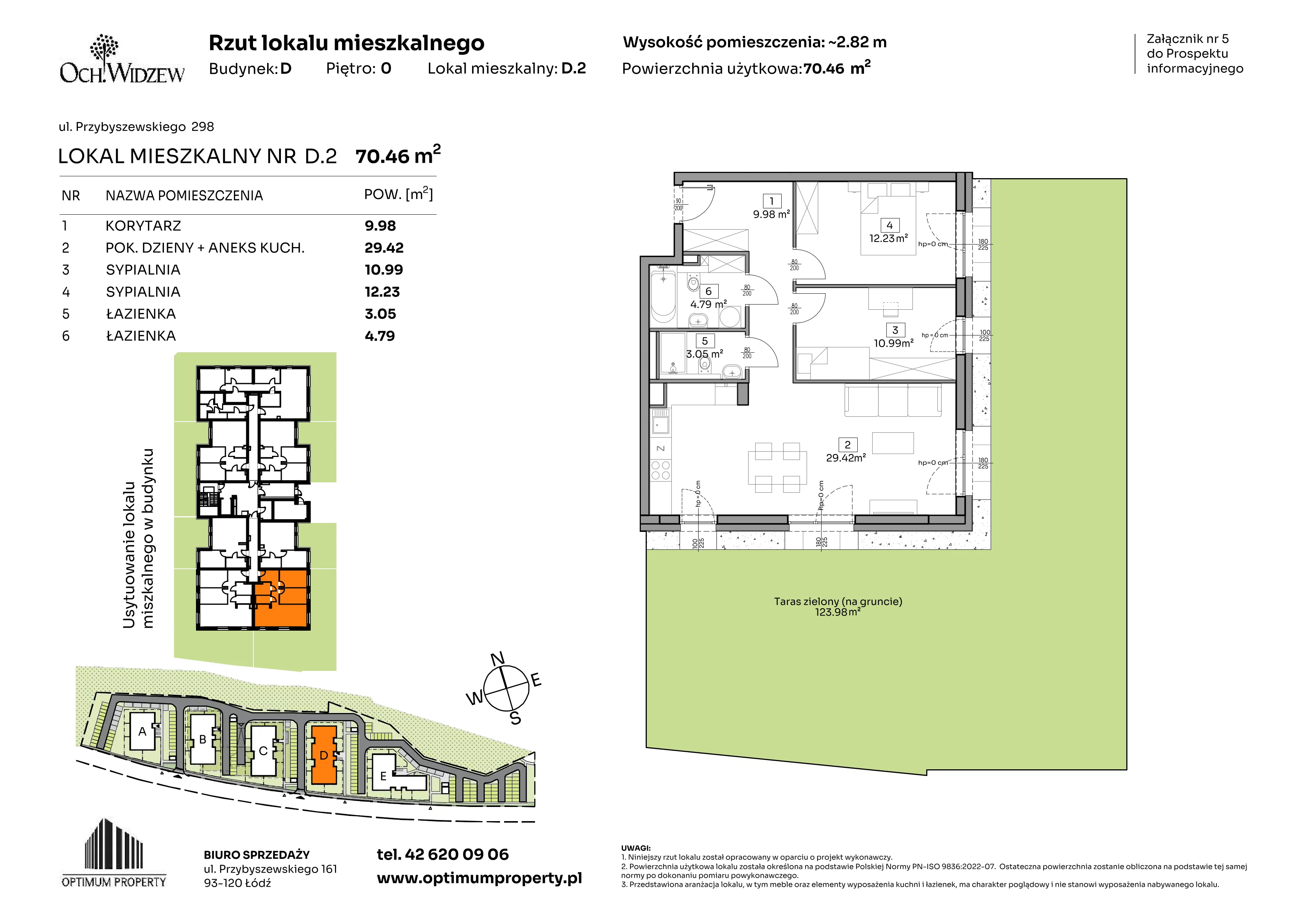3 pokoje, mieszkanie 70,46 m², parter, oferta nr D.2, Och!Widzew, Łódź, Widzew, ul. Przybyszewskiego 292-300