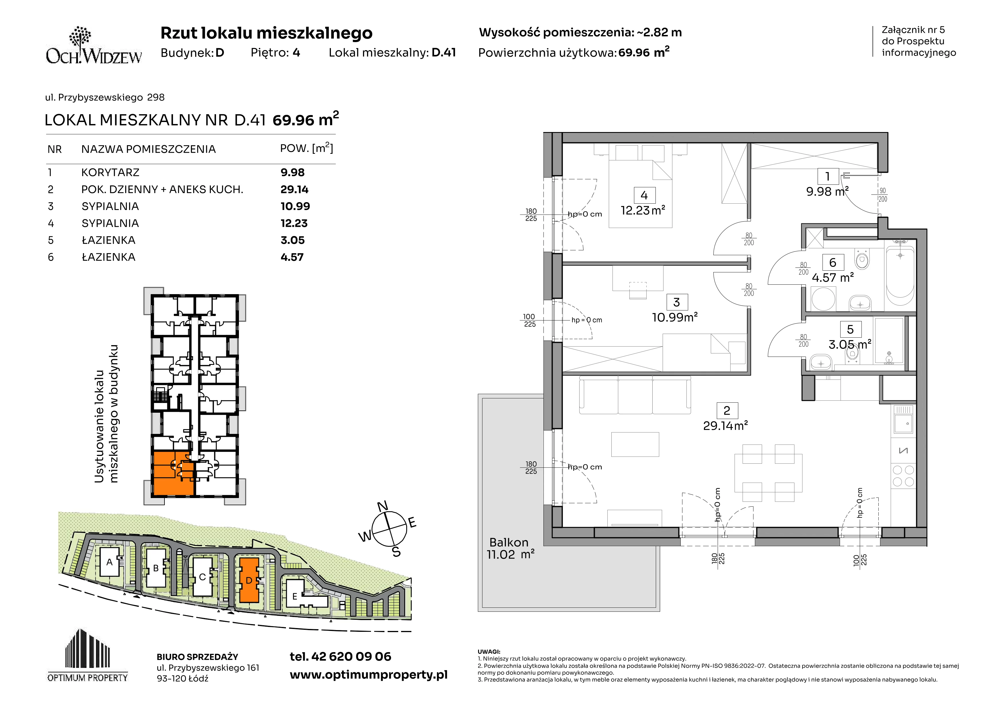 3 pokoje, mieszkanie 69,96 m², piętro 4, oferta nr D.41, Och!Widzew, Łódź, Widzew, ul. Przybyszewskiego 292-300