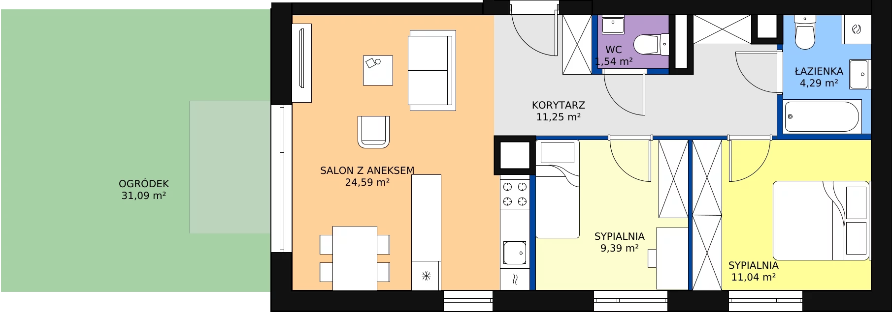 Zalety mieszkania 62.1 m², A_1