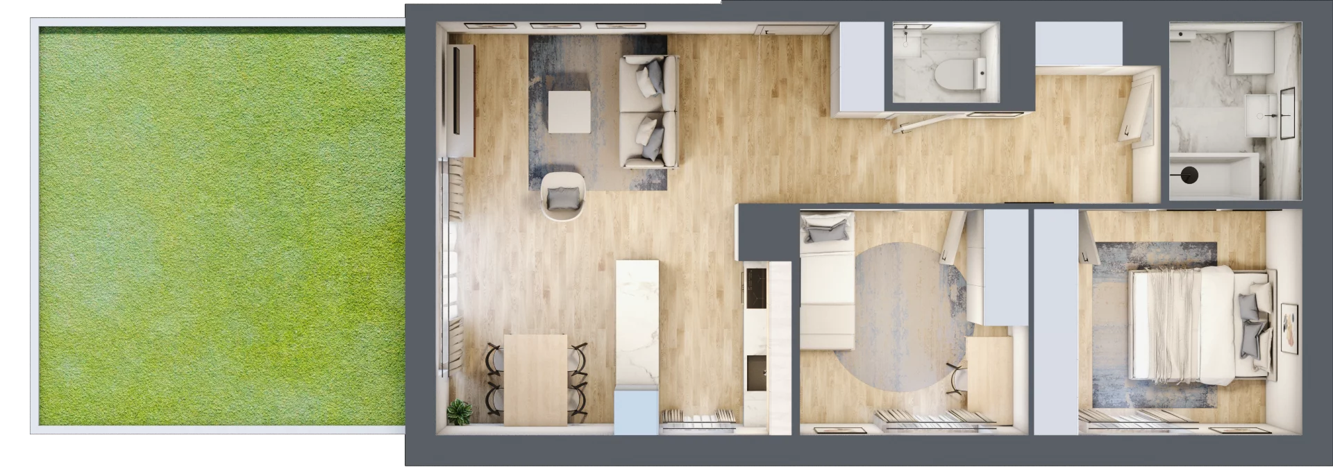 3 pokoje, mieszkanie 62,10 m², parter, oferta nr A_1, Parkove Love, Łódź, Bałuty, ul. Górnicza 12/14 