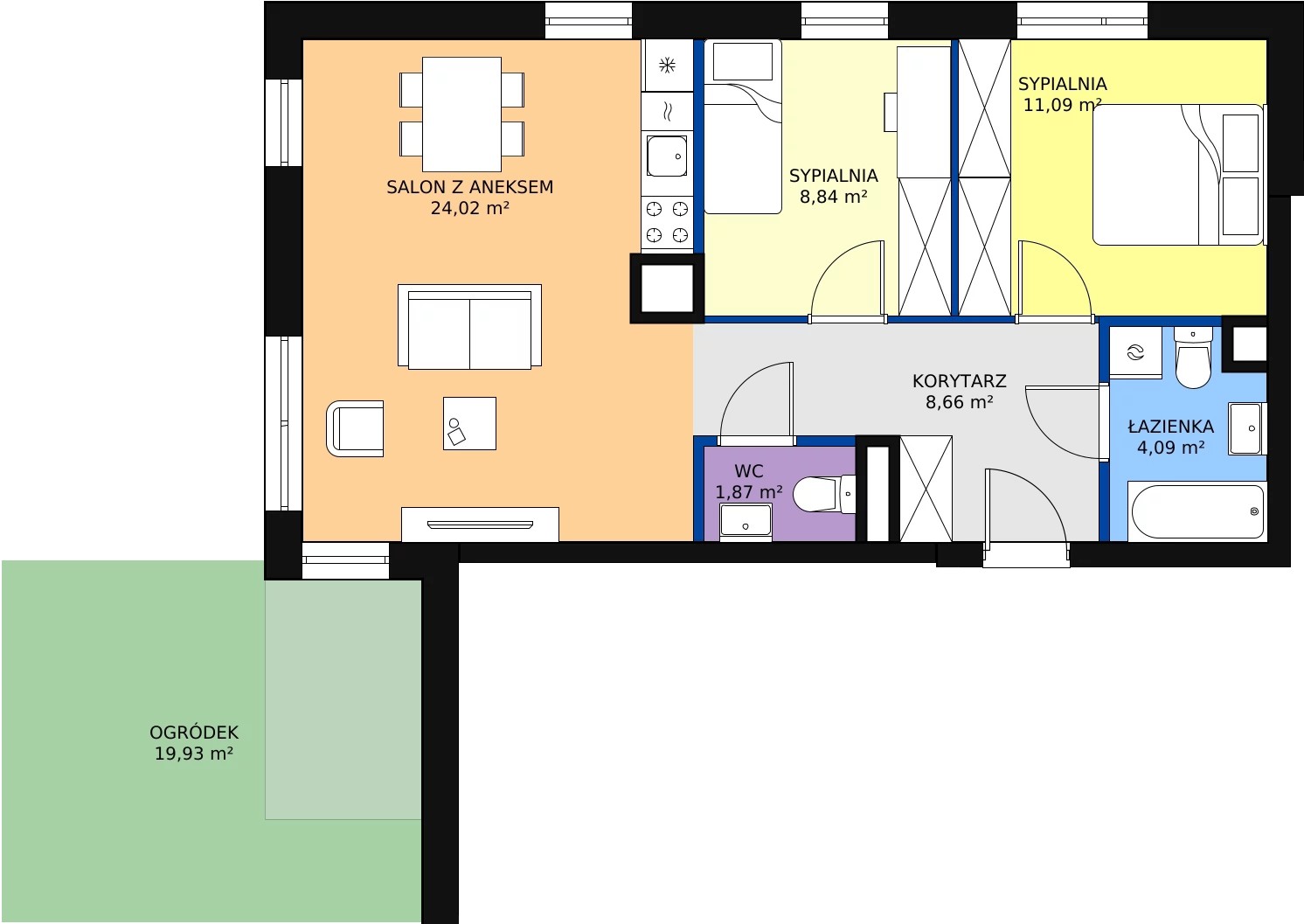 Zalety mieszkania 59.57 m², A_8