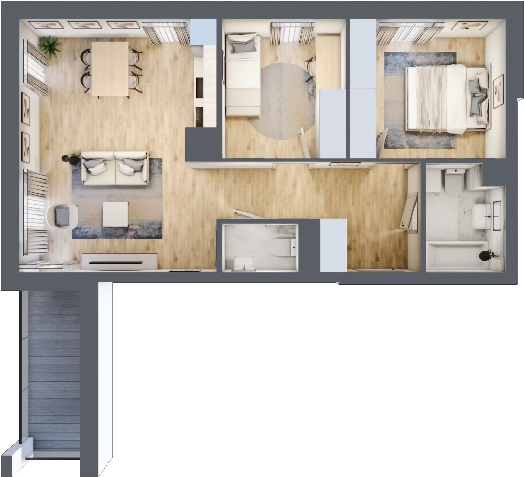 3 pokoje, mieszkanie 59,57 m², piętro 1, oferta nr A_17, Parkove Love, Łódź, Bałuty, ul. Górnicza 12/14 