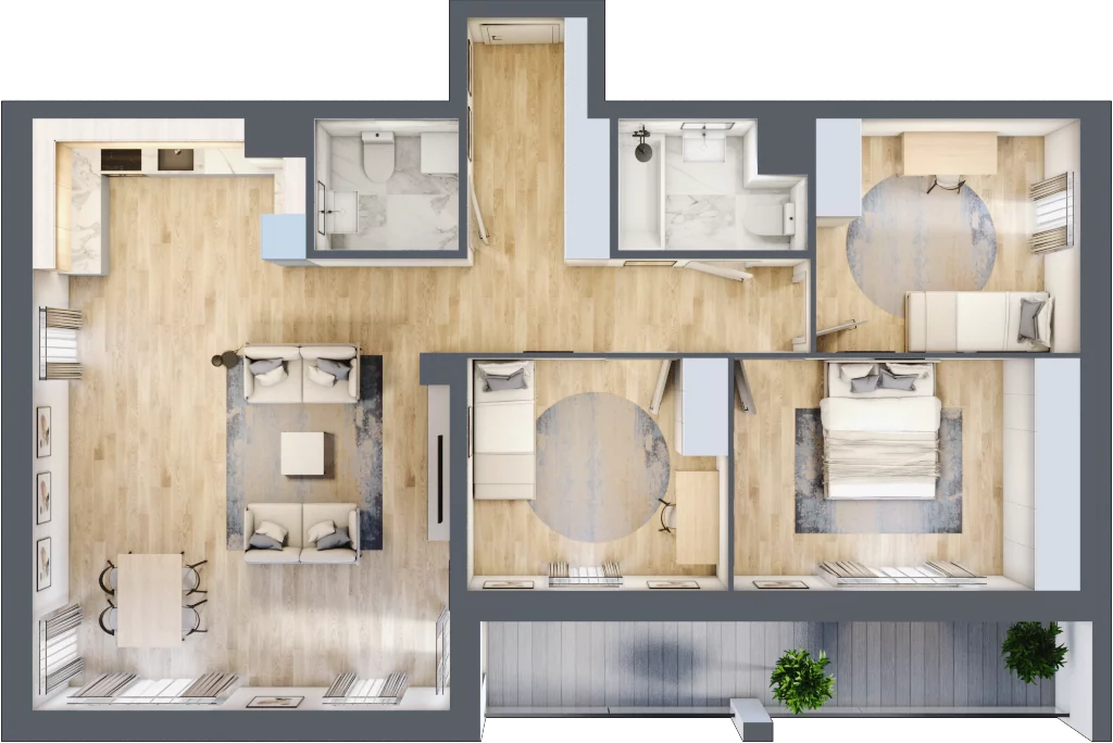 4 pokoje, mieszkanie 93,82 m², piętro 2, oferta nr A_22, Parkove Love, Łódź, Bałuty, ul. Górnicza 12/14 